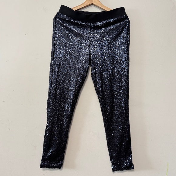 Aerie Navy Blue Sequin Pant Straight Leg Skinny Fashion Statement Legging - Picture 2 of 13
